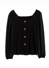 Load image into Gallery viewer, Stylish Black Square Collar Patchwork Knitting Cotton Top Fall