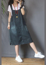 Load image into Gallery viewer, Stylish Blue Pocket scarpenter Denim Summer Dresses