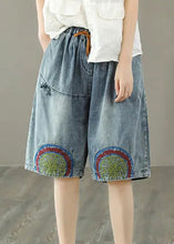 Load image into Gallery viewer, Stylish Blue Print Elastic Waist Shorts Summer