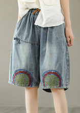 Load image into Gallery viewer, Stylish Blue Print Elastic Waist Shorts Summer