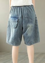 Load image into Gallery viewer, Stylish Blue Print Elastic Waist Shorts Summer