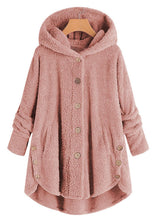 Load image into Gallery viewer, Stylish Brown Hooded Button Low High Design Patchwork Teddy Faux Fur Coats Fall