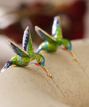 Load image into Gallery viewer, Stylish Green Bird Metal Women&#39;s Hoop Earrings
