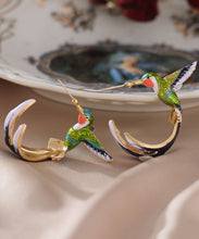 Load image into Gallery viewer, Stylish Green Bird Metal Women&#39;s Hoop Earrings