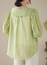 Load image into Gallery viewer, Stylish Green Embroideried Wrinkled Patchwork Cotton Shirts Summer