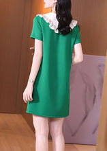 Load image into Gallery viewer, Stylish Green Peter Pan Collar Ruffles Pockets Spandex Dress Summer