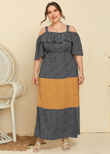 Load image into Gallery viewer, Stylish Green V Neck Print Ruffled Patchwork Cotton Maxi Dresses Summer