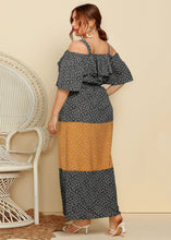 Load image into Gallery viewer, Stylish Green V Neck Print Ruffled Patchwork Cotton Maxi Dresses Summer