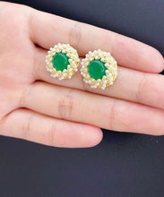 Load image into Gallery viewer, Stylish Green Zircon Pearl Agate Stud Earrings