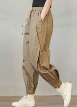 Load image into Gallery viewer, Stylish Khaki Oversized Patchwork Cotton Harem Pants Spring