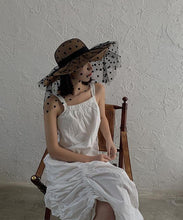 Load image into Gallery viewer, Stylish Khaki Patchwork Tulle Veil Straw Woven Floppy Sun Hat