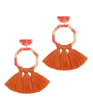 Load image into Gallery viewer, Stylish Orange Cotton Thread Tassel Drop Earrings