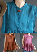 Load image into Gallery viewer, Stylish Orange Wrinkled Patchwork Linen Blouse Top Summer