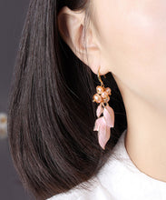 Load image into Gallery viewer, Stylish Pink Pearl Shell Cloisonne Drop Earrings