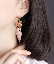 Load image into Gallery viewer, Stylish Pink Pearl Shell Cloisonne Drop Earrings