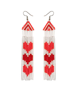 Stylish Red Hand Knitting Rice Ball Love Drop Earrings