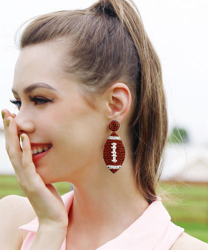 Stylish Red Rice Ball Hand Woven Drop Earrings