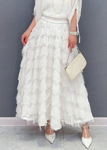 Load image into Gallery viewer, Stylish White Tassel Elastic Waist Maxi Skirt Spring