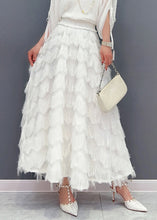 Load image into Gallery viewer, Stylish White Tassel Elastic Waist Maxi Skirt Spring