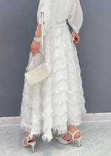 Load image into Gallery viewer, Stylish White Tassel Elastic Waist Maxi Skirt Spring