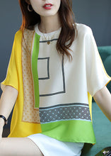 Load image into Gallery viewer, Stylish Yellow O Neck Geometric Print Chiffon Blouse Top Summer