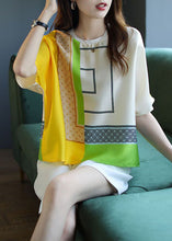 Load image into Gallery viewer, Stylish Yellow O Neck Geometric Print Chiffon Blouse Top Summer