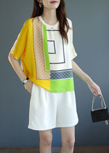 Load image into Gallery viewer, Stylish Yellow O Neck Geometric Print Chiffon Blouse Top Summer