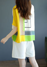 Load image into Gallery viewer, Stylish Yellow O Neck Geometric Print Chiffon Blouse Top Summer