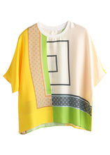 Load image into Gallery viewer, Stylish Yellow O Neck Geometric Print Chiffon Blouse Top Summer