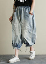 Load image into Gallery viewer, Summer new cropped denim bloomers women loose large size blue harem pants