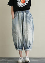 Load image into Gallery viewer, Summer new cropped denim bloomers women loose large size blue harem pants