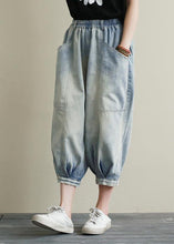 Load image into Gallery viewer, Summer new cropped denim bloomers women loose large size blue harem pants