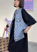 Load image into Gallery viewer, Two Piece Blue Black Denim Vest With Loose And Fashionable Skirt