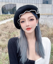 Load image into Gallery viewer, Unique Black Ruffled Original Design Woolen Breton Hat