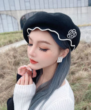 Load image into Gallery viewer, Unique Black Ruffled Original Design Woolen Breton Hat