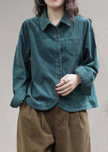 Load image into Gallery viewer, Unique Blue Peter Pan Collar Corduroy Coats Long Sleeve