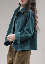 Load image into Gallery viewer, Unique Blue Peter Pan Collar Corduroy Coats Long Sleeve