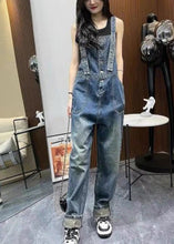 Load image into Gallery viewer, Unique Blue Slash Neck Patchwork Denim Straight Jumpsuit Summer