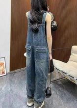 Load image into Gallery viewer, Unique Blue Slash Neck Patchwork Denim Straight Jumpsuit Summer