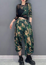 Load image into Gallery viewer, Unique Camouflage Print Tulle Patchwork Top And Pants Two Pieces Set Spring