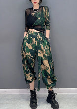 Load image into Gallery viewer, Unique Camouflage Print Tulle Patchwork Top And Pants Two Pieces Set Spring