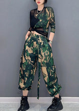 Load image into Gallery viewer, Unique Camouflage Print Tulle Patchwork Top And Pants Two Pieces Set Spring