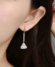 Load image into Gallery viewer, Unique Gold Sterling Silver Overgild Jade Zircon Drop Earrings