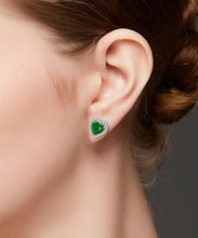 Load image into Gallery viewer, Unique Green Inlaid Gem Stone Zircon Love Stud Earrings