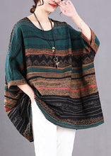 Load image into Gallery viewer, Unique Green Oversized Striped Linen Shirt Top Summer