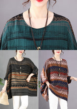 Load image into Gallery viewer, Unique Green Oversized Striped Linen Shirt Top Summer