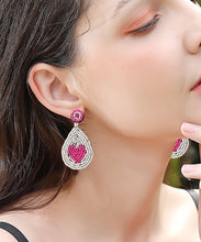 Load image into Gallery viewer, Unique Green Rice Ball Water Droplet Drop Earrings