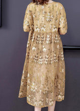 Load image into Gallery viewer, Unique Light Yellow Embroideried Tulle Holiday Dress Summer