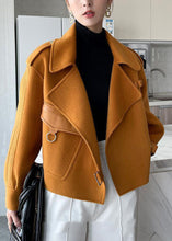 Load image into Gallery viewer, Unique Orange Peter Pan Collar Patchwork Wool Blend Coat Fall