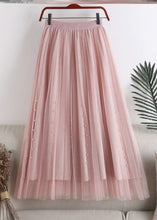 Load image into Gallery viewer, Unique Pink Nail bead Patchwork Tulle A Line Skirts Spring